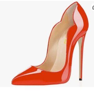 FSJ Women Classic Pointed Toe High Heels Sexy Stiletto Pumps Office Lady  Red
